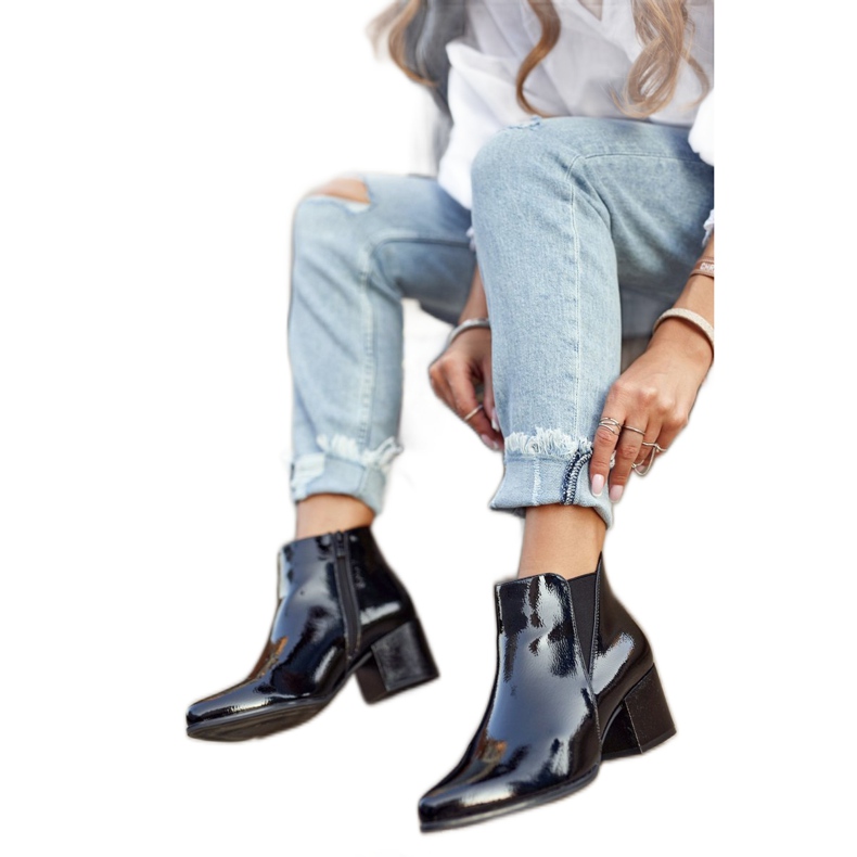 Női Csizma Sergio Leone Lakkozott Chelsea Csizma Fekete BT621