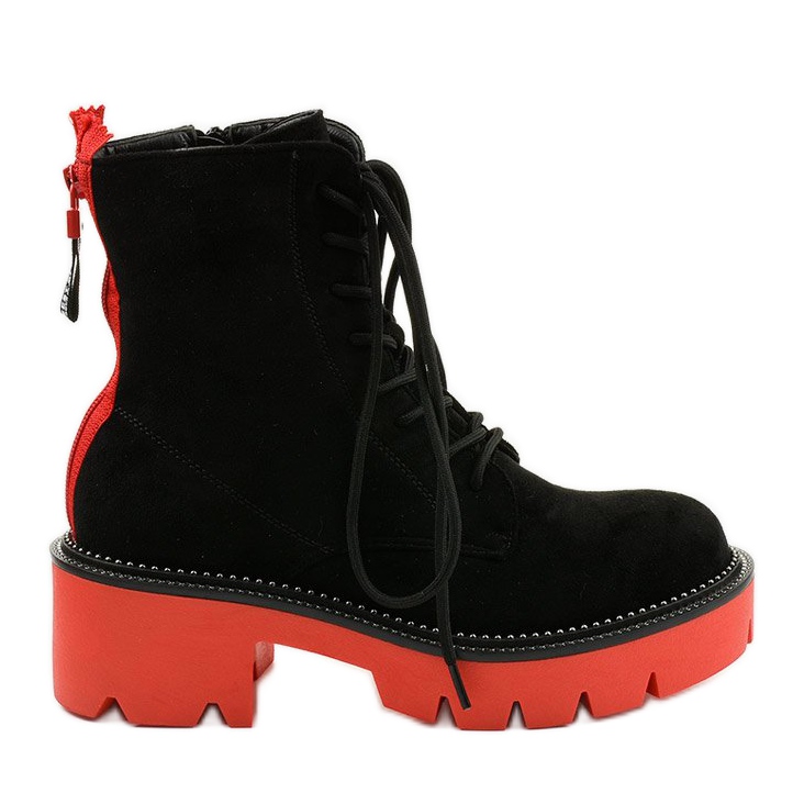 Fekete velúr Centrifugális fűzős bokacsizma narancssárga Fekete velúr Centrifugális fűzős bokacsizma narancssárga