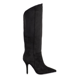 Seastar Velúr csizma magas sarkon fekete