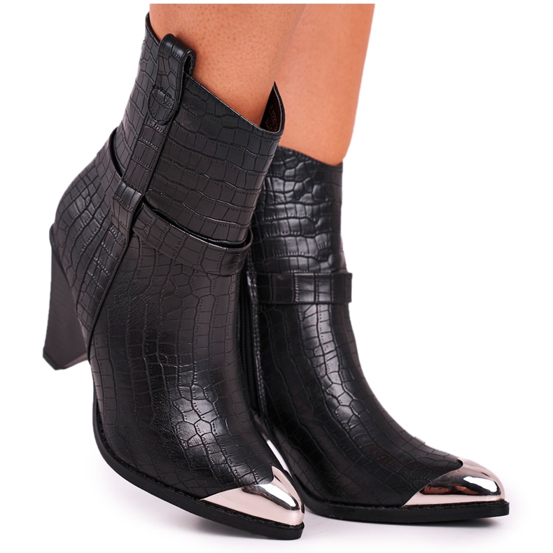 FG1 Női csizma Magas acél orrnyomtatás fekete örökre