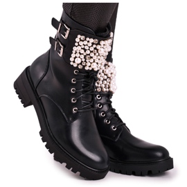 Marquiiz Női csizma lapos sarkú katonai fekete Bemmer