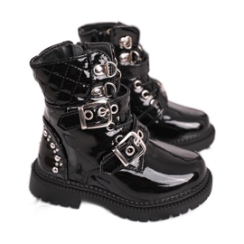 FRROCK Szőrmével felmelegített gyermekcsizma, lakkozott fekete Dolly FRROCK Szőrmével felmelegített gyermekcsizma, lakkozott fekete Dolly