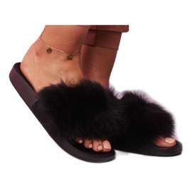 SEA Női papucs szőrmével Fekete Belmondo