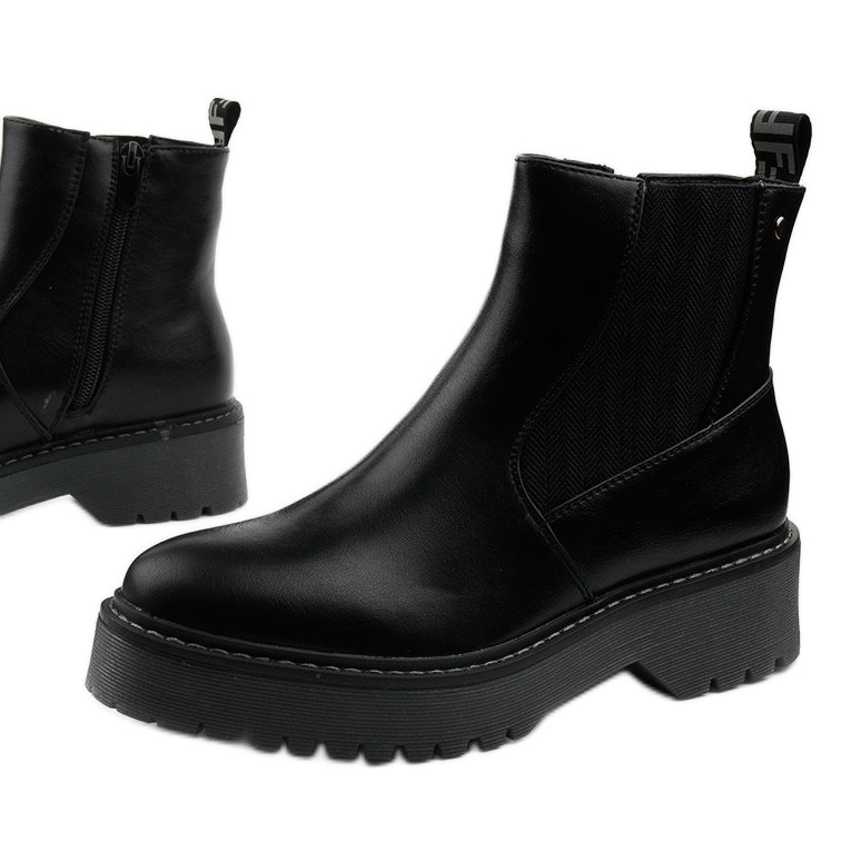 Fekete lapos csizma Cavern ökobőrből