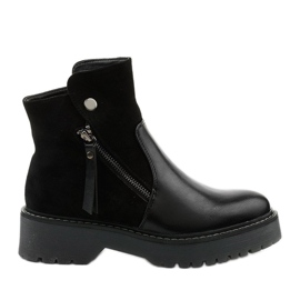 Fekete öko-bőr és öko-velúr csizma Merriwa cipzárral
