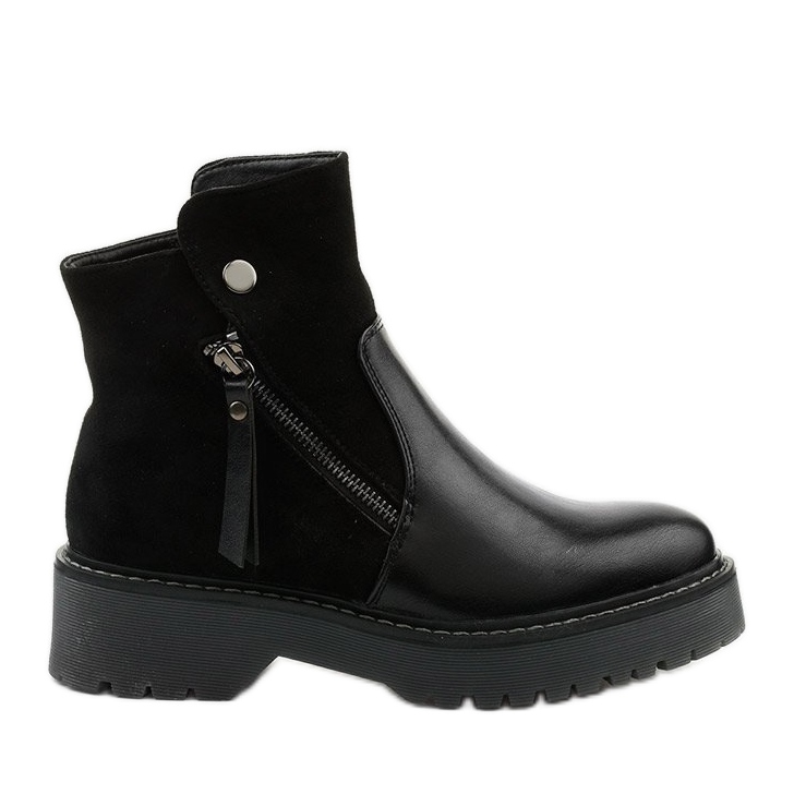 Fekete öko-bőr és öko-velúr csizma Merriwa cipzárral