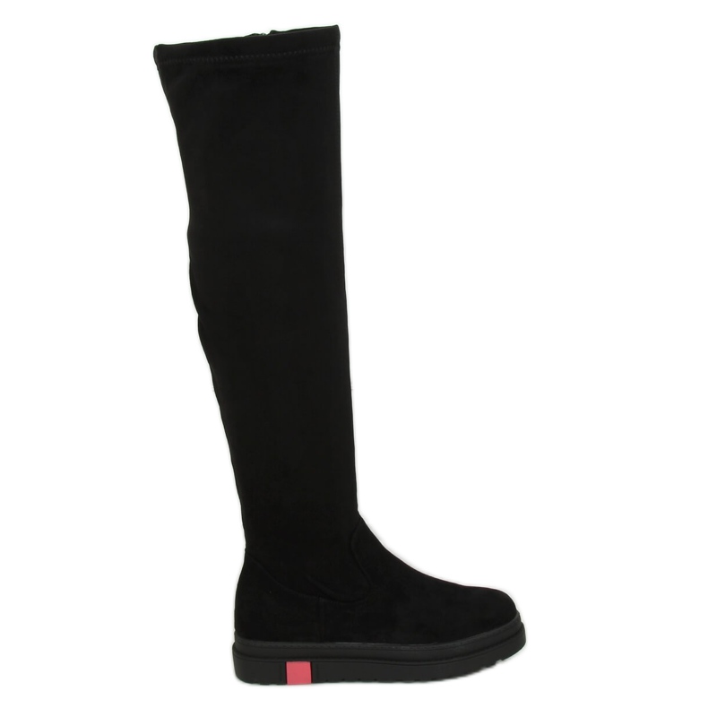 Térdig érő csizma vastag talp fekete NS135P Fekete