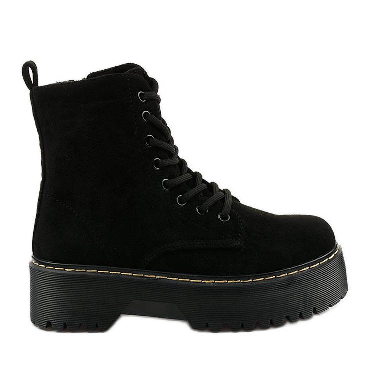 Fekete fűzős velúr csizma a Cataela cégtől