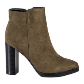 Super Me Divatos magas sarkú csizma zöld Super Me Divatos magas sarkú csizma zöld