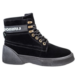 Weide Divat kötött bokacsizma fekete