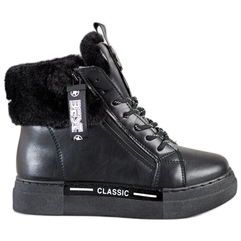 Weide Kötött zsákmány szőrmével fekete