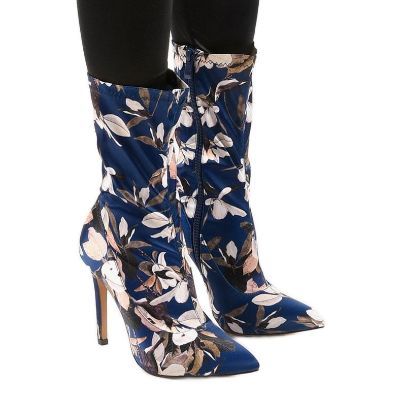 Navy blue bokacsizma Santana zoknival sötétkék sokszínű Navy blue bokacsizma Santana zoknival sötétkék sokszínű