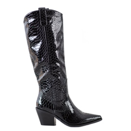 Seastar Snake Print cowboy csizma fekete