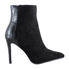 Small Swan Sexy Snake Print magas sarkú cipő fekete