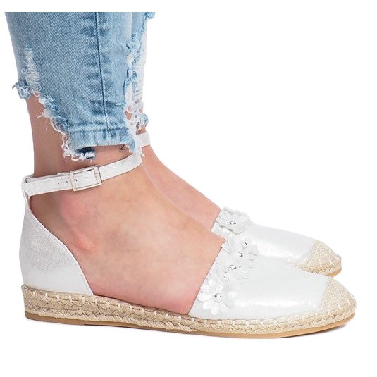 Ezüst espadrilles virágokkal LL6271