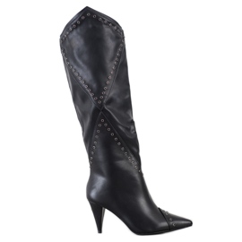 Seastar Elegáns magas sarkú csizma fekete