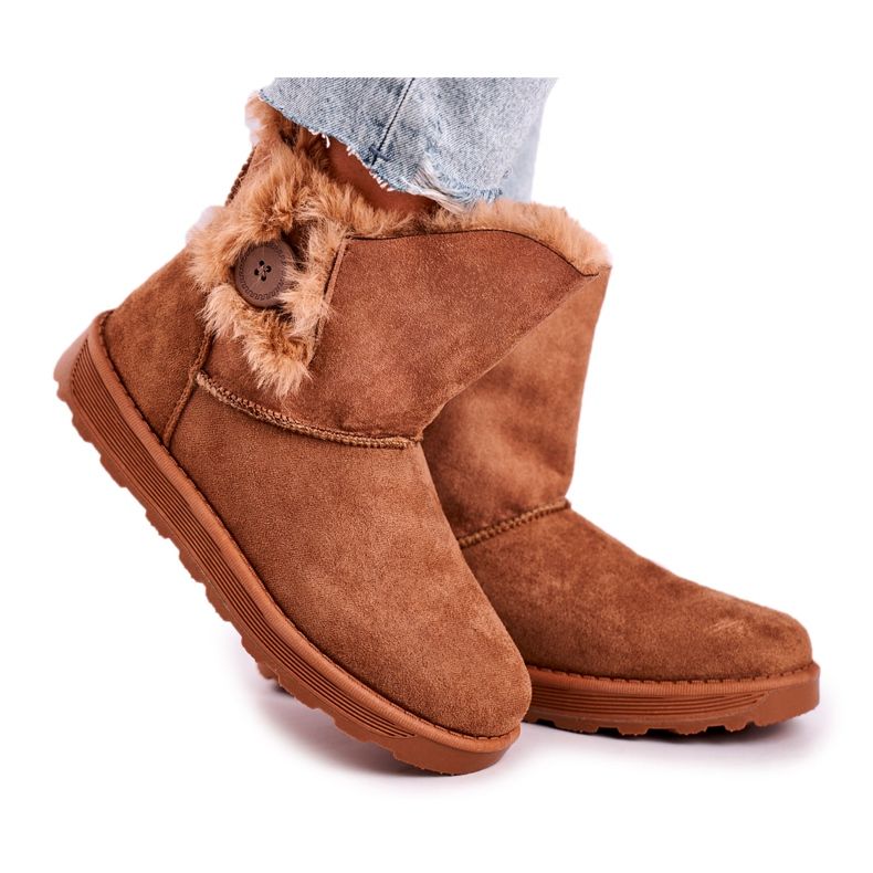 Csizma Suede szőrme barna gombbal