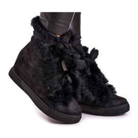 Női fekete ék cipők Fur Pretty Black ezüst Női fekete ék cipők Fur Pretty Black ezüst