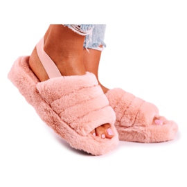 FJ1 Női papucs a szőrme-narancs hópehely platformon