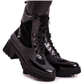 Csizma Munkások Melegített Fekete Állatnyomtatás Helena