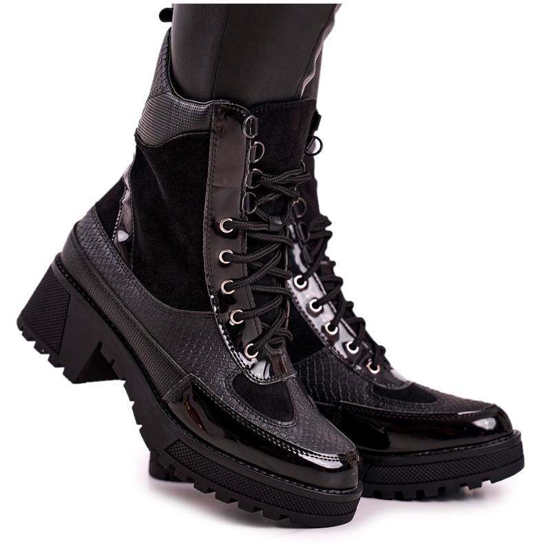 Csizma Munkások Melegített Fekete Állatnyomtatás Helena