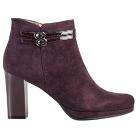 Daszyński Elegáns csíkos csizma piros sokszínű