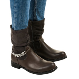 Szürke lapos bokacsizma Petgell cipzárral