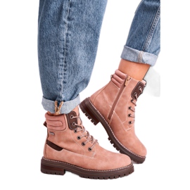 Női meleg munkások Trappers Pink Timber bézs barna rózsaszín