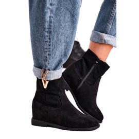 FG1 Női bokacsizma Velúr Fekete Vanya