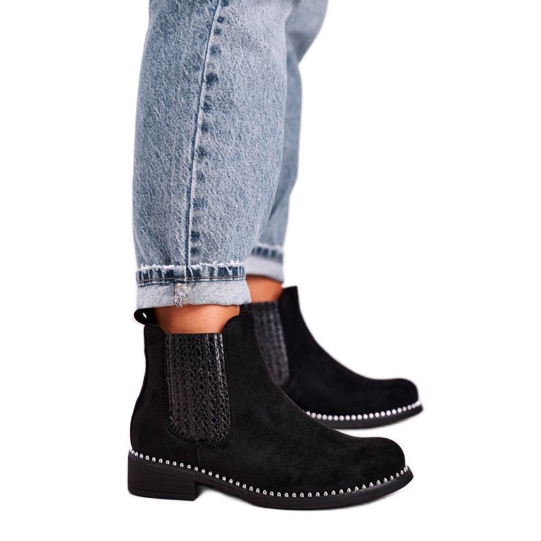 Női csizma Jodhpur csizma Suede Black Meagan fekete