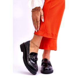 S.Barski Lakkozott mokaszin naplopók fekete Maura díszítéssel 1