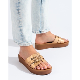 Női arany Shelovet platformpapucs aranysárga 1