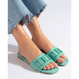 Női zöld Shelovet velúr papucs 1