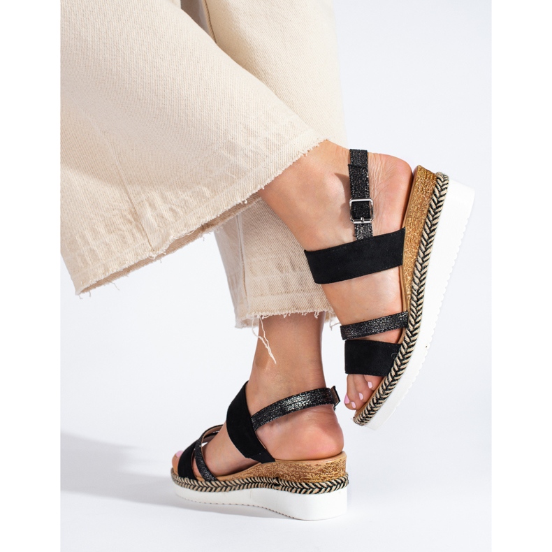 SHELOVET Fekete női ékszandál 1