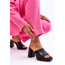 Fekete Livesa magassarkú bőr papucs 2