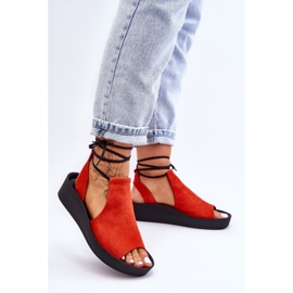 Suede Wedge Sandals Nicole 2743 Orange narancs 1