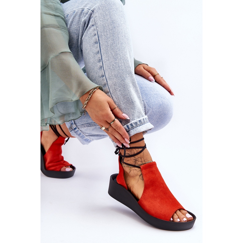 Suede Wedge Sandals Nicole 2743 Orange narancs 2