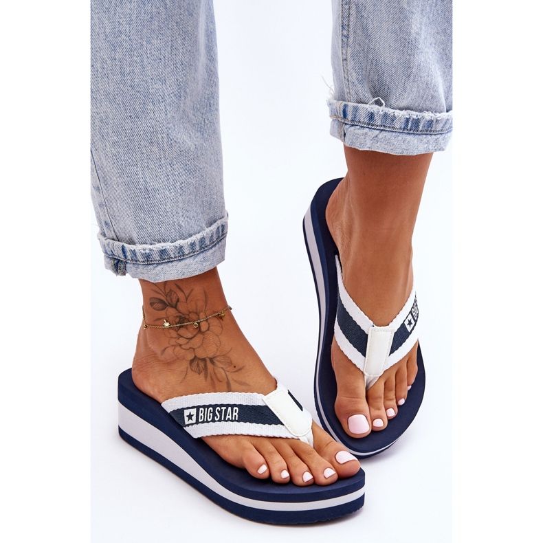Női Wedge Flip Flop Big Star HH274A094 sötétkék 2