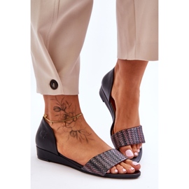 Bőr szandál Maciejka 1971-65 Fekete 1