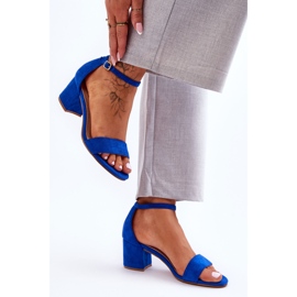 Nászút kék alacsony sarkú klasszikus velúr szandál 1
