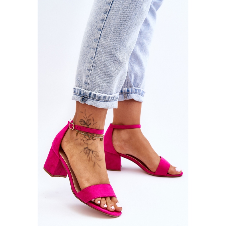 Fukszia nászutas velúr klasszikus alacsony sarkú szandál rózsaszín 1