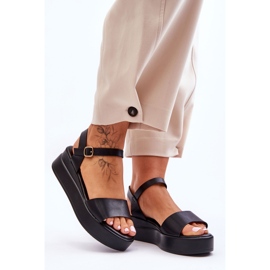 Kényelmes bőr szandál fekete Tifena 1