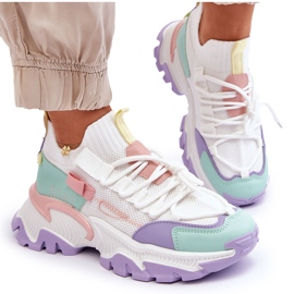 PS1 Női felbújós zoknis tornacipő fehér/lila Keaton 11