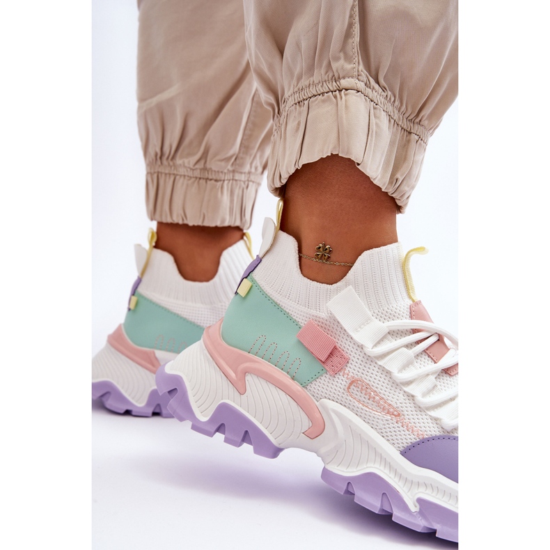 PS1 Női felbújós zoknis tornacipő fehér/lila Keaton 2