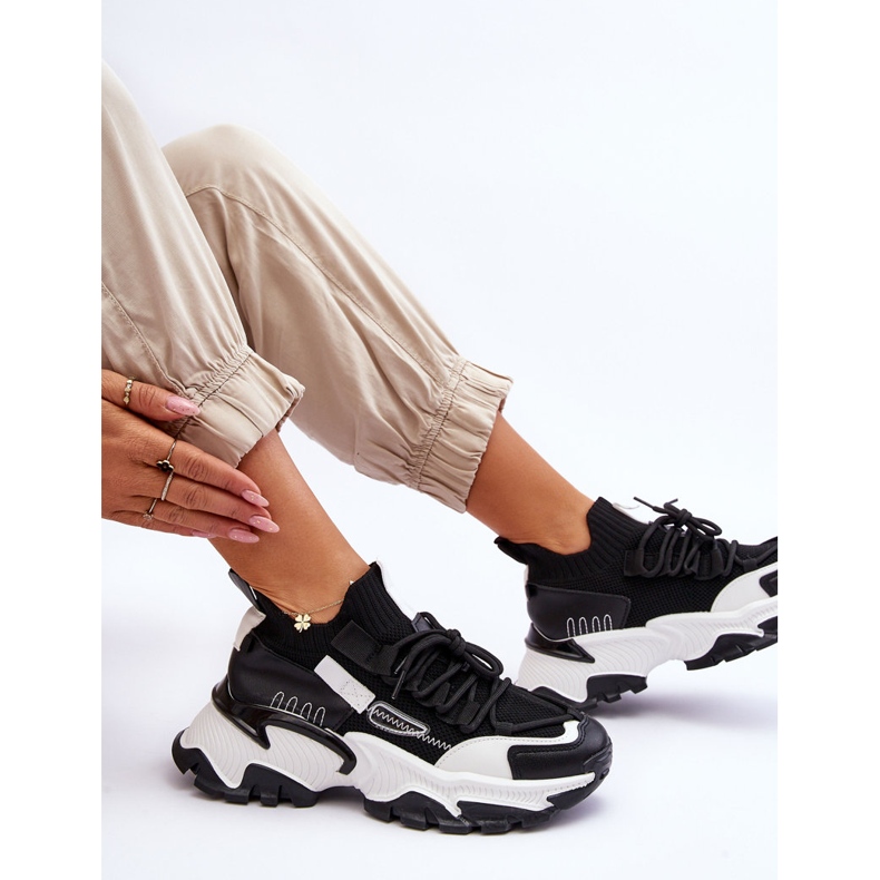 PS1 Női felbújós zoknis tornacipő, fekete Keaton 2