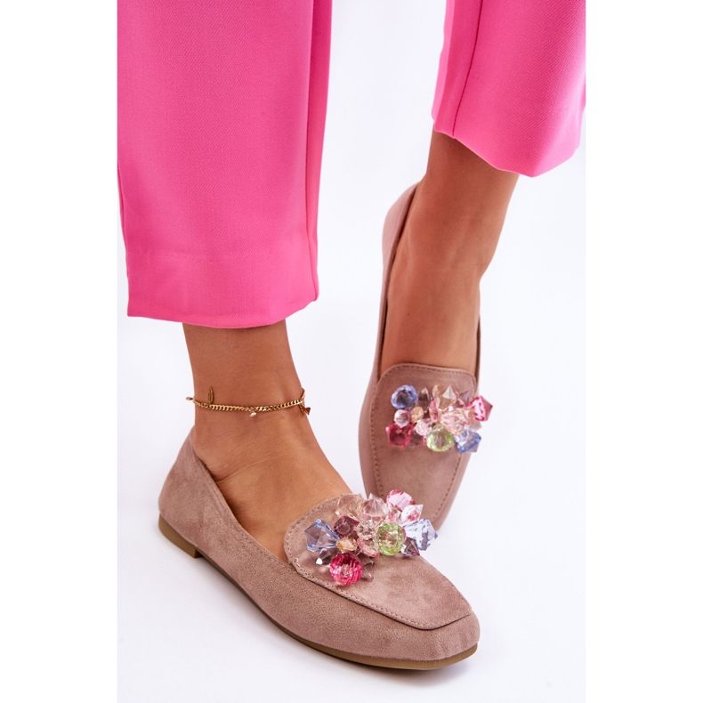 PS1 Velúr naplopók dekoratív kristályokkal, sötétbézs Arvilla 1