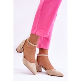 Suede Heel Pumps Beige Promise bézs 2