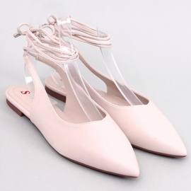 Jody Beige fűzős, nyitott sarkú balettcipők bézs 1