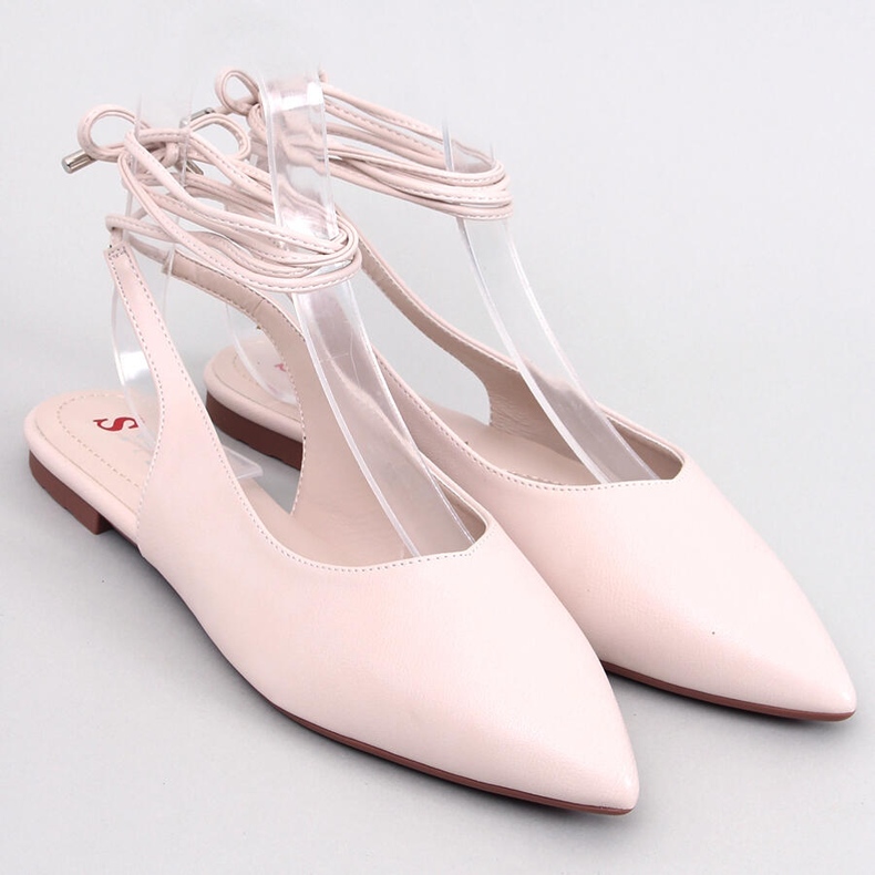 Jody Beige fűzős, nyitott sarkú balettcipők bézs 1