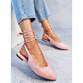 Pirson Pink fűzős nyitott sarkú balettcipők rózsaszín 2
